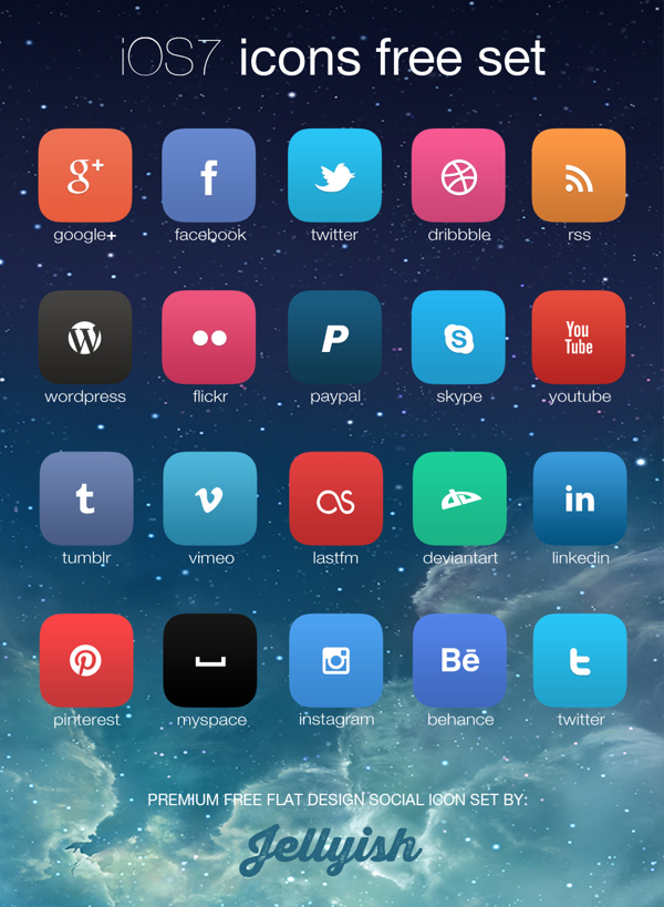 iOS7 inspired social icon set